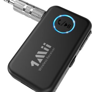 1Mii Bluetooth 5.3 Music Receiver for Car/Home Stereo, Aux Bluetooth Adapter for Car with Volume Control Supports Hands Free Calls, 16H Battery Life