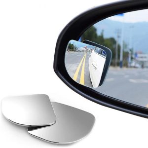 2pcs Car Framless Blind Spot Mirror 360 Degree Wide Angle Convex Mirror Fan Shape Blindspot Rearview Parking Mirror