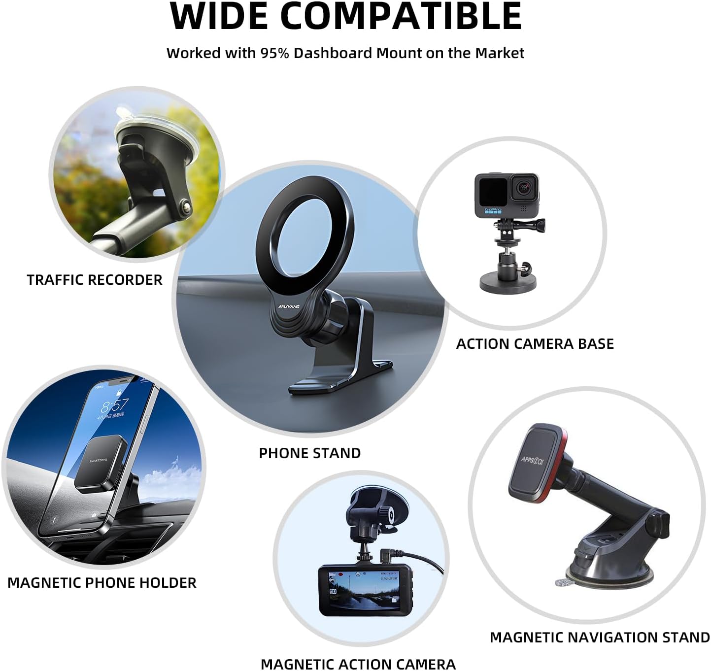 Double Sided Adhesive Pads.Sticky Dash Cam Mounting Tape.Car Mount Sticky Pad Replacement.Heavy Duty Tape Sticker for Cars Dashboard &Daily Use.Waterproof,Heat-Resistant.Squares&Round,6Packs… - Image 3