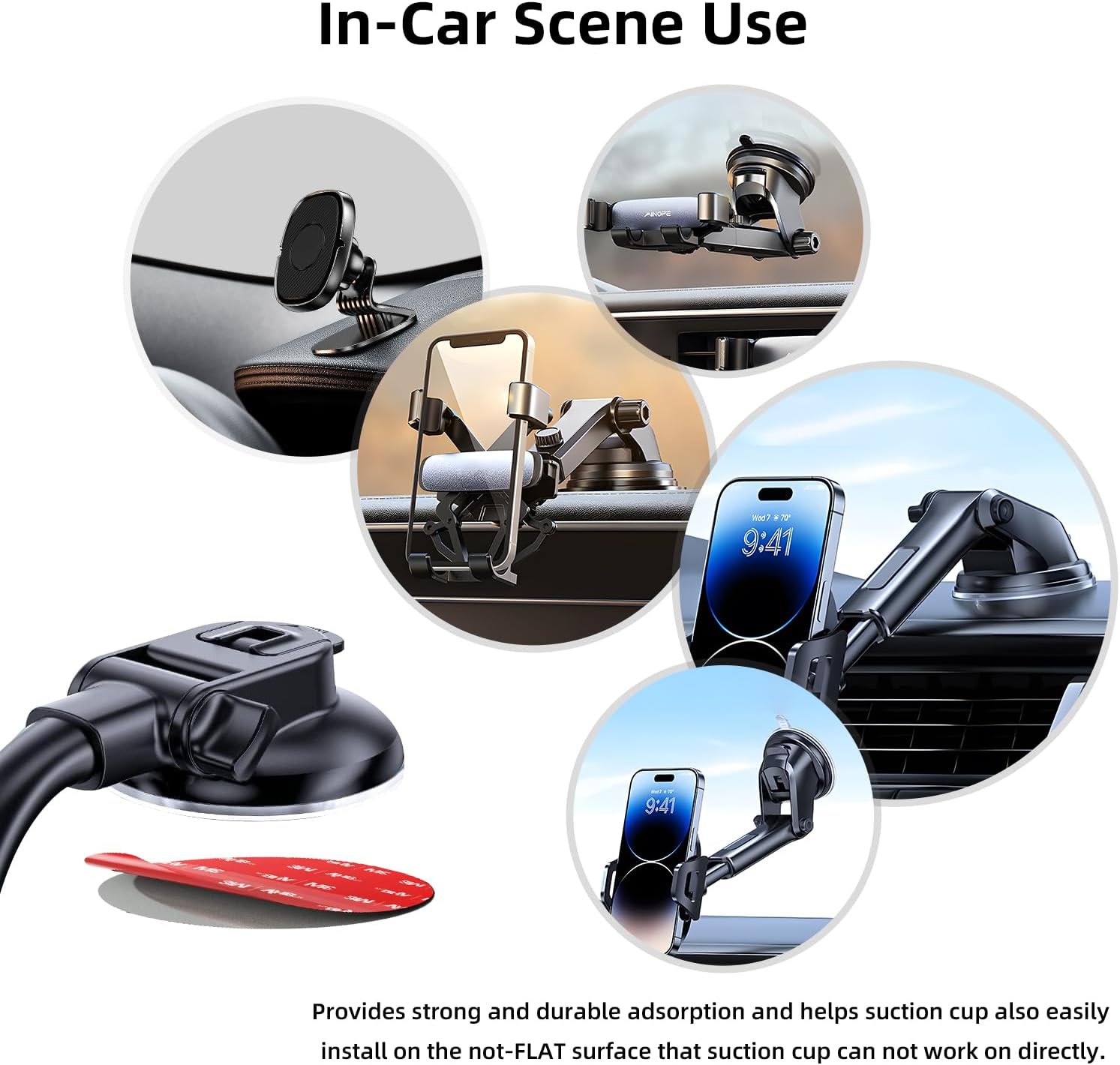 Double Sided Adhesive Pads.Sticky Dash Cam Mounting Tape.Car Mount Sticky Pad Replacement.Heavy Duty Tape Sticker for Cars Dashboard &Daily Use.Waterproof,Heat-Resistant.Squares&Round,6Packs… - Image 4