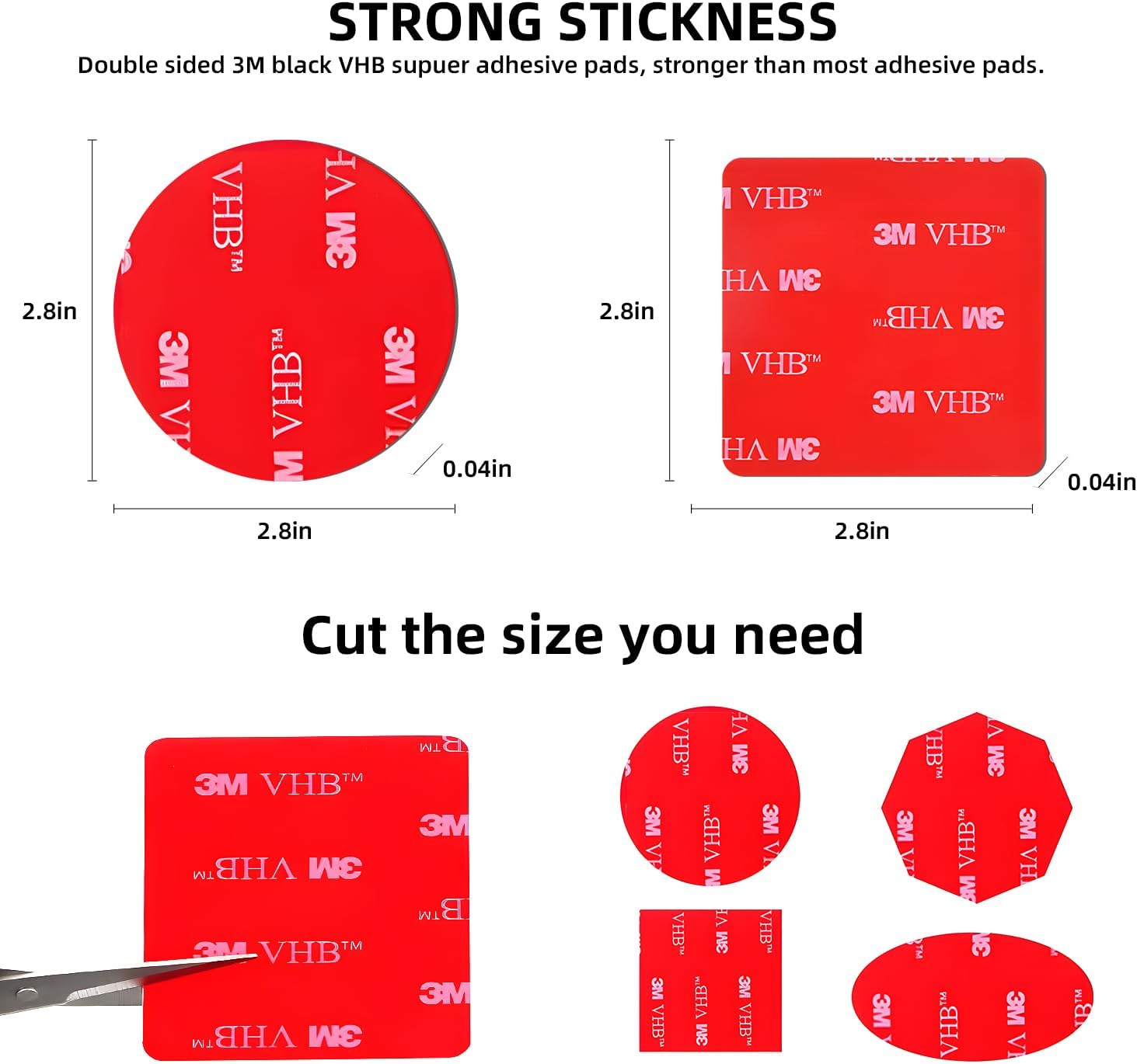 Double Sided Adhesive Pads.Sticky Dash Cam Mounting Tape.Car Mount Sticky Pad Replacement.Heavy Duty Tape Sticker for Cars Dashboard &Daily Use.Waterproof,Heat-Resistant.Squares&Round,6Packs… - Image 6