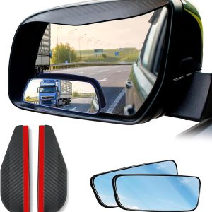 EcoNour Blind Spot Car Mirror (2 Pack) | Wide Angle Mirror for 3x Larger View | Universal Car Rear View Mirror with Rain Guard | Side Mirror Blind Spot with Adjustable Stick for Cars, SUVs, and Trucks