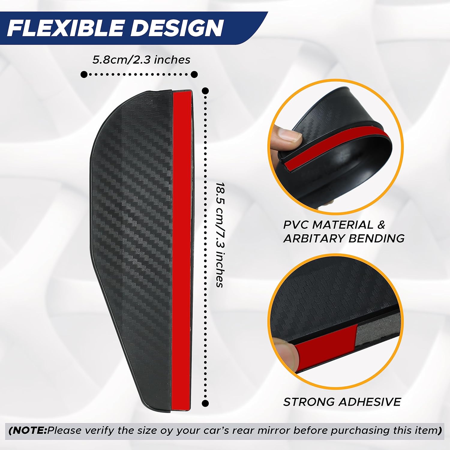 EcoNour Blind Spot Car Mirror (2 Pack) | Wide Angle Mirror for 3x Larger View | Universal Car Rear View Mirror with Rain Guard | Side Mirror Blind Spot with Adjustable Stick for Cars, SUVs, and Trucks - Image 5