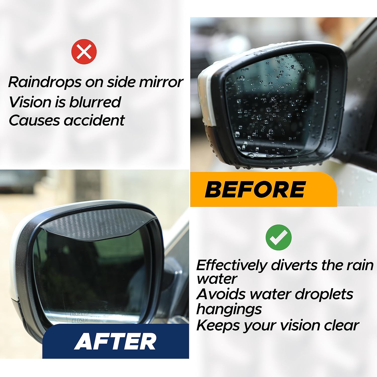 EcoNour Blind Spot Car Mirror (2 Pack) | Wide Angle Mirror for 3x Larger View | Universal Car Rear View Mirror with Rain Guard | Side Mirror Blind Spot with Adjustable Stick for Cars, SUVs, and Trucks - Image 6