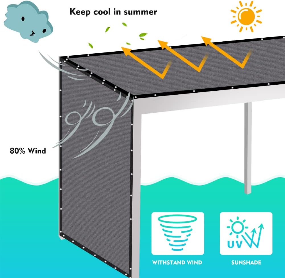 EMERIT 90% Shade Cloth Sun Shade Fabric for Patio Garden Pergola Shade Cover Canopy with Gromments (Grey, 10X14 FT) - Image 2