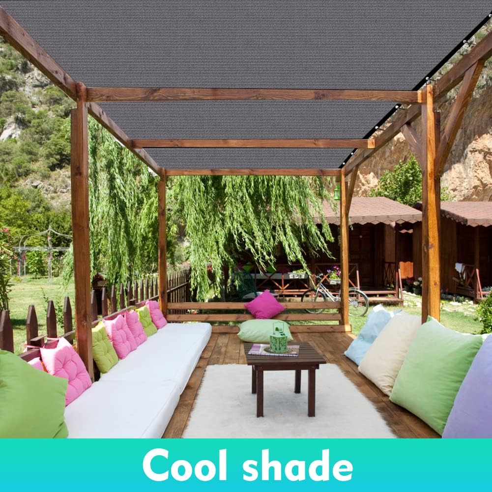 EMERIT 90% Shade Cloth Sun Shade Fabric for Patio Garden Pergola Shade Cover Canopy with Gromments (Grey, 10X14 FT) - Image 5
