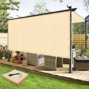 KANAGAWA 90% Sun Shade Cloth 10'X 10' Outdoor Pergola Shade Cover Canopy with Grommets UV Block Privacy Screen for Patio, Backyards, Outdoor, Carport, Garden, Wheat