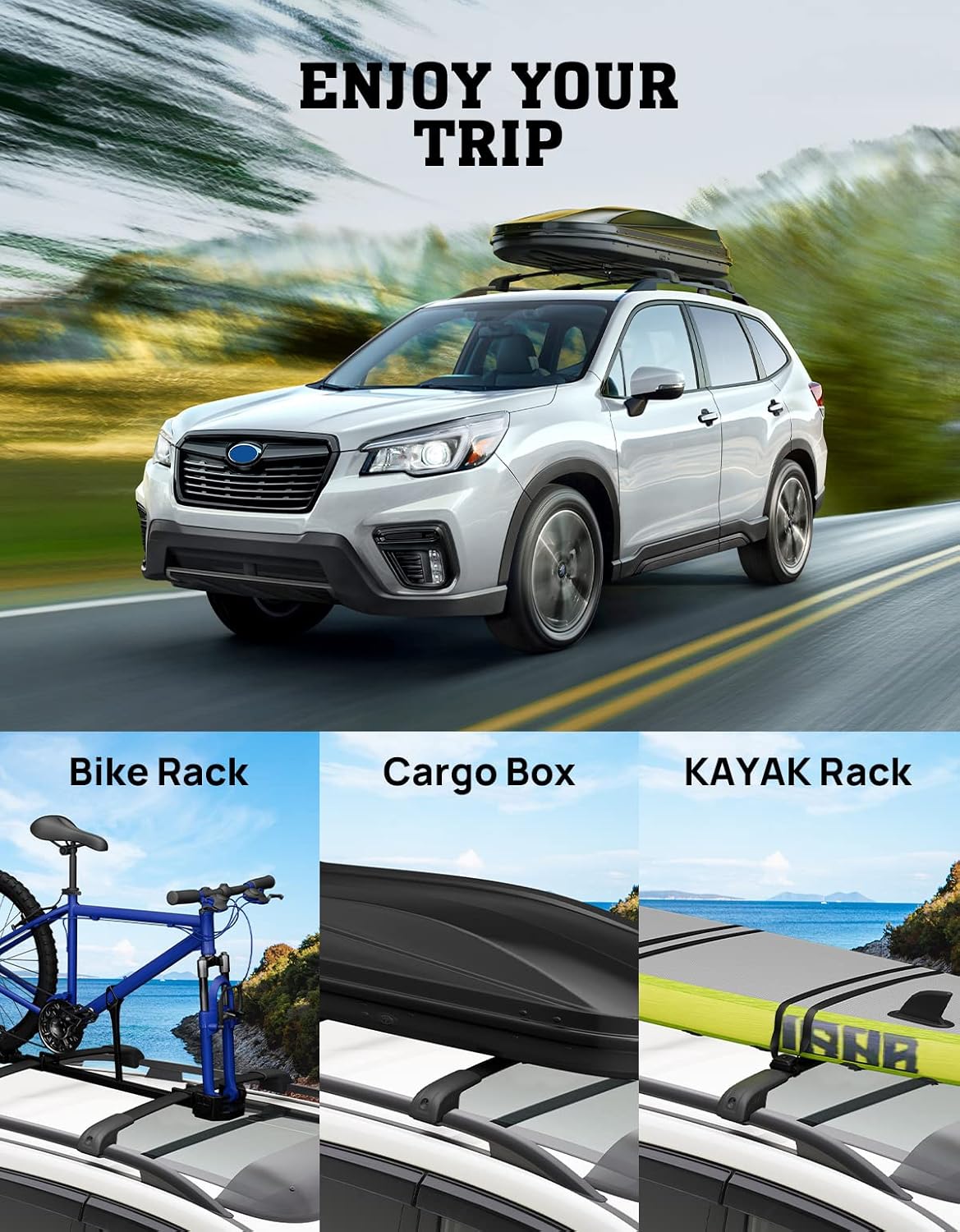 Lockable Car Roof Rack Cross Bars Compatible with Subaru Forester 2014-2025, Aluminum Cross Bar for Rooftop Cargo Carrier Luggage Kayak Canoe Bike Snowboard - Image 8