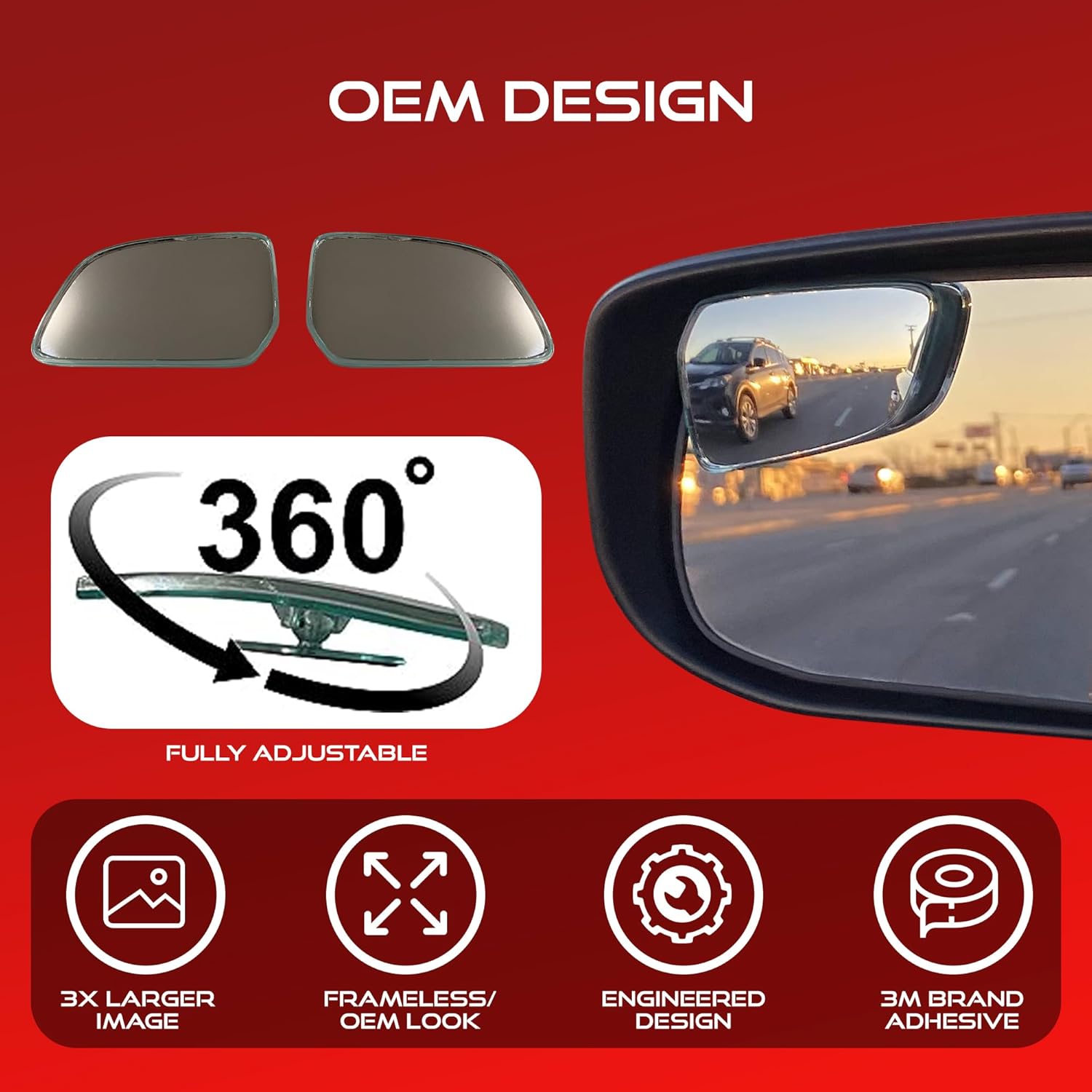 Utopicar Convex Blind Spot Mirrors 2 Pack - OEM Car Side Mirror Blindspot Eliminator Automotive Exterior Accessories - Adjustable Blind Spot Mirror - Universal Fit - Image 2